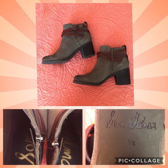🆕 Sam Edelman Grey Suede Boots Size 8 1/2 - Picture 6 of 6